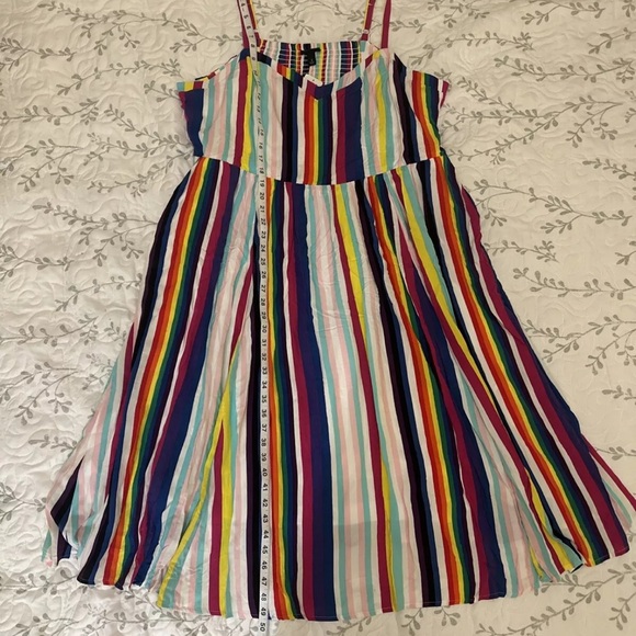 Torrid Dress Women’s Size 3XL 22-24 Rainbow Midi Striped Challis Skater NWT - Picture 4 of 5